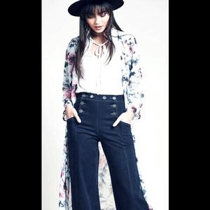 Anthropologie bica cheia boho bell bottom jean